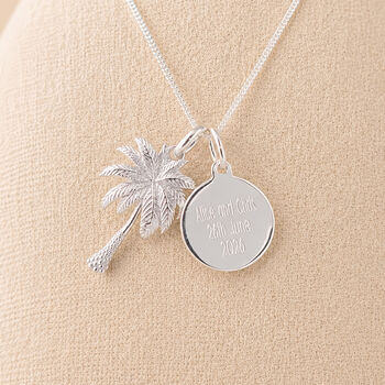 Personalised Sterling Silver Palm Tree Pendant Necklace, 2 of 9