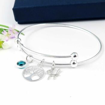 Sterling Silver Personalised Tree Of Life Bangle, 2 of 5