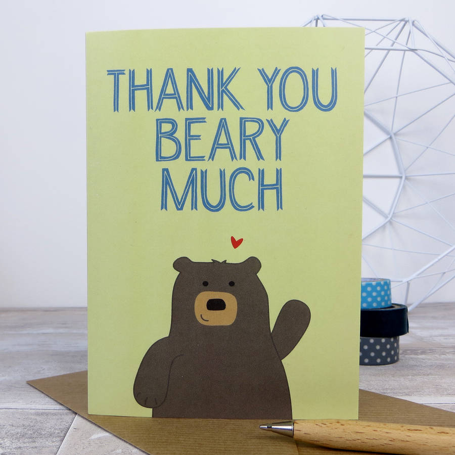  Thank You Beary Much Bear Thankyou Card By Wink Design 