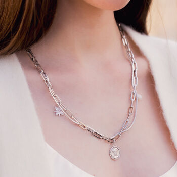 Pearl And Coin Starlight Double Chain Necklace, 2 of 5