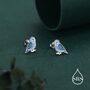 Sterling Silver Blue Enamel Budgie Stud Earring, thumbnail 2 of 12