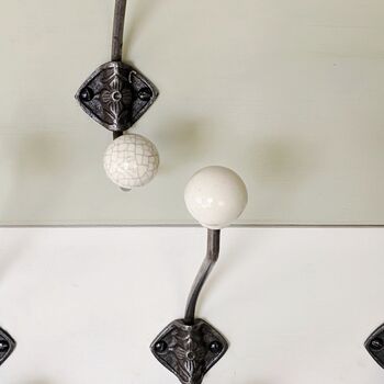 Linen Wash Painted Coat Rack With Ball Top Hooks, 4 of 4