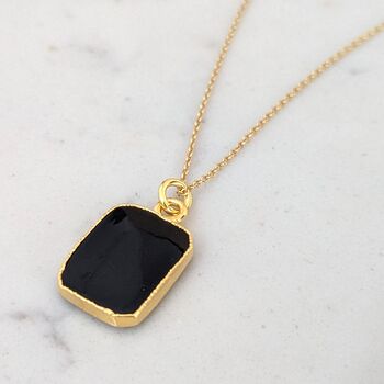 'The Rectangle' Black Onyx Gold Plated Necklace, 4 of 9