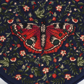 Navy Butterfly Velvet Embroidered Circle Jewellery Box, 3 of 6