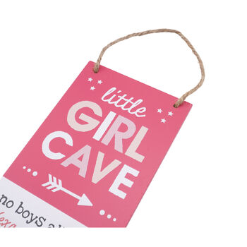 Little Girl Cave Door Pink Hanging Sign, 3 of 3