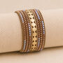 Gold Plated Iridescent Aurora Borealis Crystal Wide Cuff Bracelet, thumbnail 3 of 9