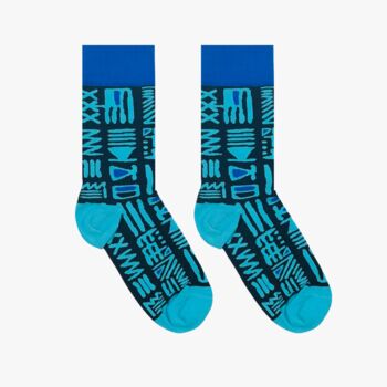 Tribal Blue Socks, 2 of 3