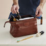Personalised Leather Washbag With Handstamped Initials, thumbnail 1 of 6