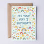 Boys 1st Birthday Card, Rainbow First Birthday Card, thumbnail 1 of 3
