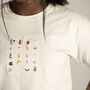 Unisex Hand Embroidered Natural Cafe Tshirt, thumbnail 8 of 12