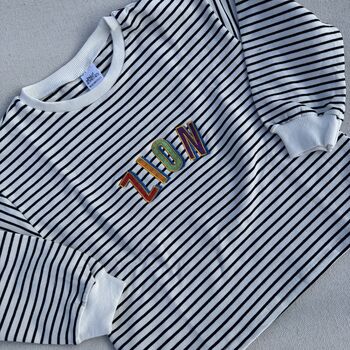 Tricolour Personalised Striped Slouch Sweatshirt, 4 of 4