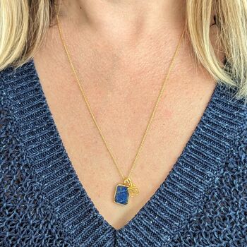 The Duo Lapis Lazuli Necklace, Gold Plated, 5 of 10