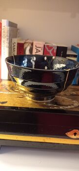 Blue Japanese Kintsugi Bowl With Blossom Detail, 3 of 3
