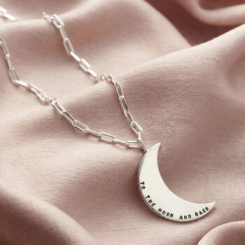 Personalised Large Moon Necklace On Link Chain, 5 of 8