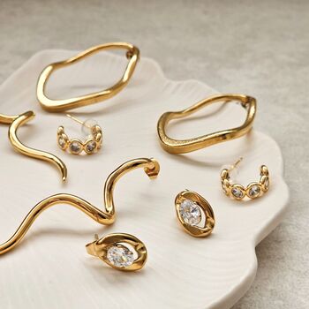 Diamond Bezel Hoops Gold, 5 of 8