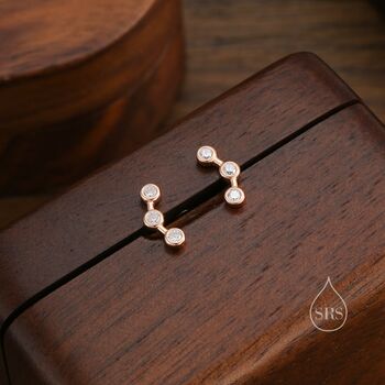 Sterling Silver Tiny Cz Trio Constellation Stud Earrings, 3 of 10