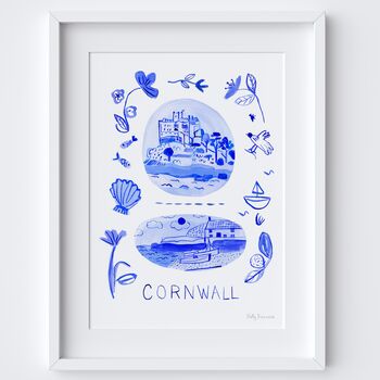 Cornwall Art Print Inspired By Blue Portuguese Tiles, 2 of 2