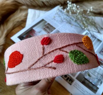 Linen Headband With Hand Embroidered Flower, 6 of 12