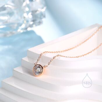 Sterling Silver Minimalist Cz Bubble Pendant Necklace, 3 of 12