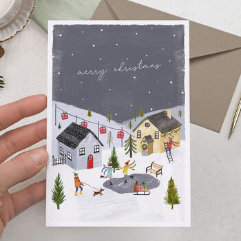 Ice Skater Village Christmas Card Bundle Or Single Card, 2 of 2