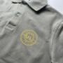 Personalised Men’s Polo Shirt With Initials And Est. Year In A Circular Chest Logo, thumbnail 2 of 6