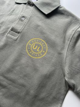 Personalised Men’s Polo Shirt With Initials And Est. Year In A Circular Chest Logo, 2 of 6