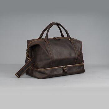 Leather Weekend Bag With Suit Compartment, 11 of 12