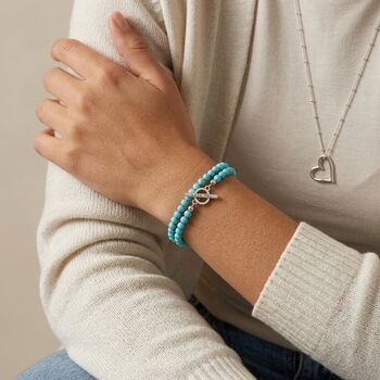 Personalised Turquoise And Silver T Bar Wrap Bracelet, 2 of 6