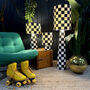 Handmade Checkerboard Velvet Lamps In Liquorice, thumbnail 2 of 6