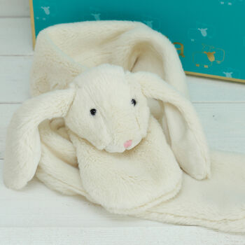 Cream Bunny Scarf With Matching Bag And Engraved Heart, 4 of 5