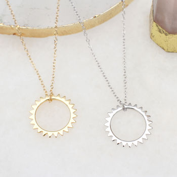 Personalised Gold Plated Or Silver Cut Out Sun Necklace, 2 of 4