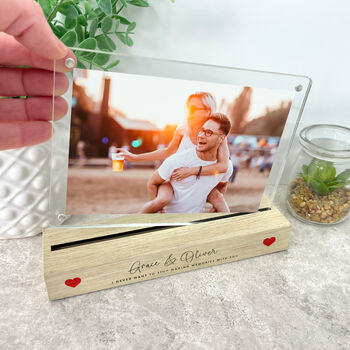 Personalised Couples Names Wooden Base 6x4' Photo Frame, 3 of 8