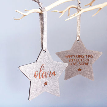 Foiled Glitter Star Christmas Decoration, 2 of 6