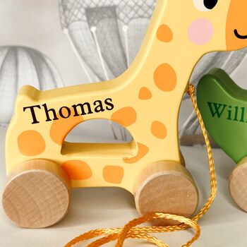 Personalised Animal Pull Along Wooden Toy, 4 of 5