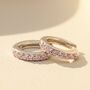Pink Tourmaline October Birthstone Small Silver Huggies, thumbnail 1 of 5