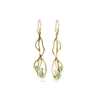 Gold And American Turquoise Earrings, 5 of 7
