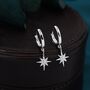 Sterling Silver Starburst Huggie Hoop Earrings, thumbnail 4 of 12