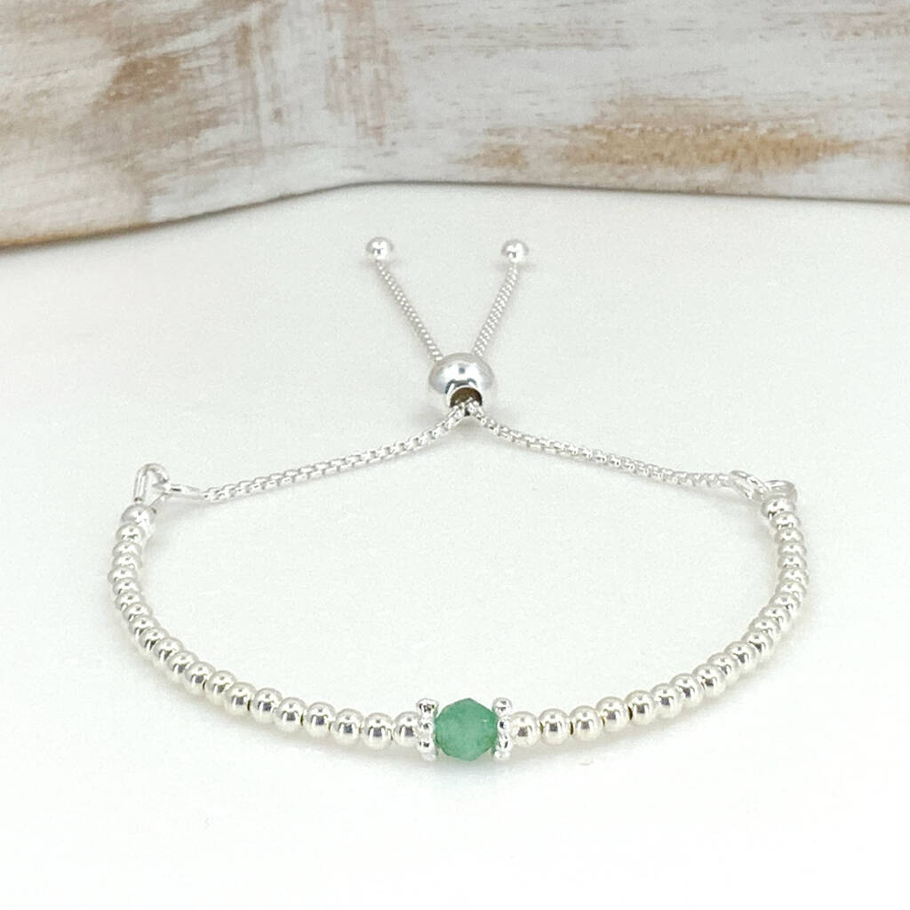Silver Emerald May Birthstone Bracelet, 1 of 11