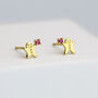 Gold Colour Sterling Silver Gingerbread Man Stud Earrings, thumbnail 2 of 4
