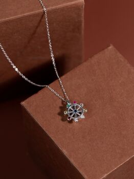 Spinning Nine Gemstones Dharma Wheel Necklace, 4 of 12
