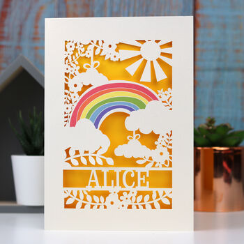 Personalised Papercut Rainbow Card, 6 of 9