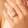 Pink Ruby And Amethyst Pear Cut Half Eternity Band In Sterling Silver And Gold, thumbnail 3 of 9