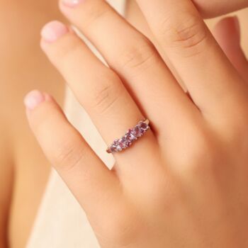 Pink Ruby And Amethyst Pear Cut Half Eternity Band In Sterling Silver And Gold, 3 of 9