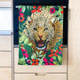 Wild Cat Leopard Handmade Tea Towel, thumbnail 1 of 9