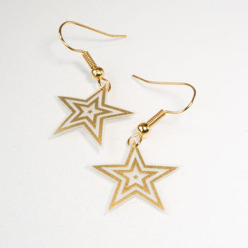 Gold Foil Star Drop Earrings, 4 of 5