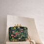 Seville | Printed Silk Embellished Dark Green Clutch, thumbnail 3 of 5
