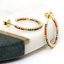 Gold Plated Rainbow Crystal In And Out Hoop Earrings, thumbnail 2 of 3