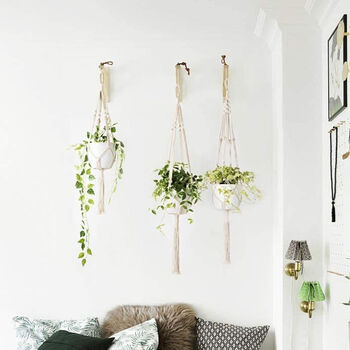 Pack Of Two Cotton Rope Macrame Hanging Planters, 2 of 4