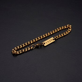 Gold Engravable 5mm Cuban Bracelet Unisex, 7 of 10