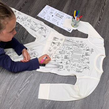 Personalised Ice Queen Colour In Pyjamas With Pens, 2 of 8